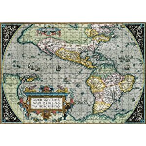 Amerikanın İlk Haritası 1570 Görsel Puzzle Yapboz Mdf Ahşap 500 Parça