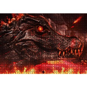 Timsah Ve Cehennemi Lavlar Puzzle Yapboz Mdf Ahşap 1000 Parça