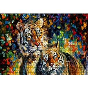 Kaplan Çift Yağlıboya Puzzle Yapboz Mdf Ahşap 1000 Parça