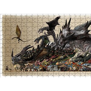 Canavar Avcısı Ejderhalar Ve Avcılar Puzzle Yapboz Mdf Ahşap 255 Parça
