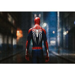 Spider-man Sırt Örümcek Logosu Puzzle Yapboz Mdf Ahşap 120 Parça