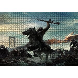 Cakapuzzle  Maymunlar Cehennemi Sezar Silahlı Komutan Puzzle Yapboz Mdf Ahşap