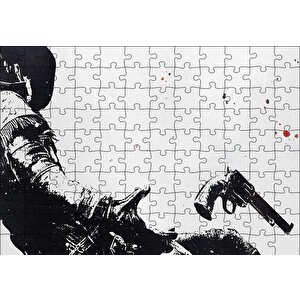 Kovboy Düşerken Yakın Detay Siyah Beyaz Puzzle Yapboz Mdf Ahşap 120 Parça