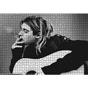 Kurt Cobain Gitar Puzzle Yapboz Mdf Ahşap 1000 Parça