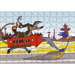 Road Runner Ve Coyote Roket Puzzle Yapboz Mdf Ahşap 120 Parça