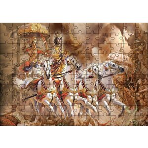 Lord Krishna Savaş Sahnesi Puzzle Yapboz Mdf Ahşap 120 Parça