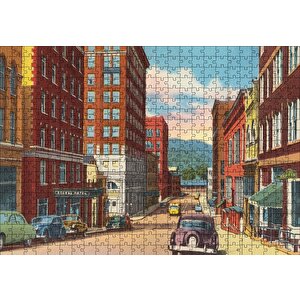 Amerikada 1930lar Sokak Manzarası Puzzle Yapboz Mdf Ahşap 500 Parça