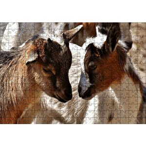 Sevimli Oğlaklar Görseli Puzzle Yapboz Mdf Ahşap 255 Parça
