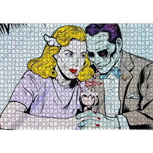 Joker Ve Harley Quinn Vintage Puzzle Yapboz Mdf Ahşap 1000 Parça