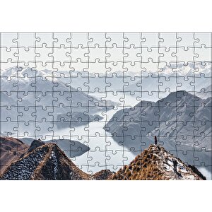 Muhteşem Göl Ve Dağ Manzarası Puzzle Yapboz Mdf Ahşap 120 Parça