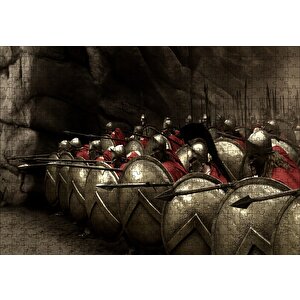 300 Spartalı Mızrak Ve Kalkanlı Askerler Puzzle Yapboz Mdf Ahşap 500 Parça