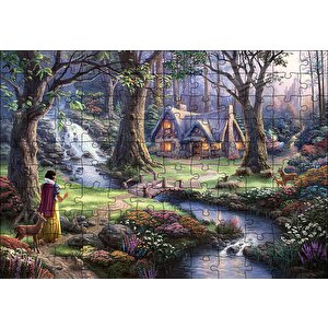 Pamuk Prenses Ve Ormandaki Kulübe Puzzle Yapboz Mdf Ahşap 120 Parça