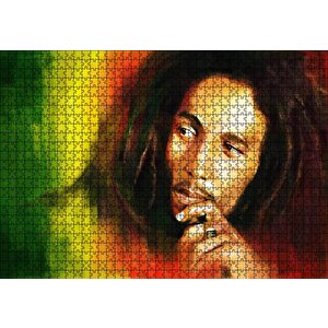 Bob Marley Renkli Portre Çizim Puzzle Yapboz Mdf Ahşap 1000 Parça