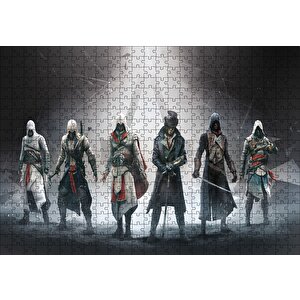 Assassins Creed Karakterler Ve Kutsal Işık Puzzle Yapboz Mdf Ahşap 500 Parça