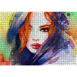 Modern Sanat Başı Örtülü Kadın Puzzle Yapboz Mdf Ahşap 1000 Parça