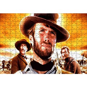 Clint Eastwood İyi Kötü Çirkin Puzzle Yapboz Mdf Ahşap 255 Parça