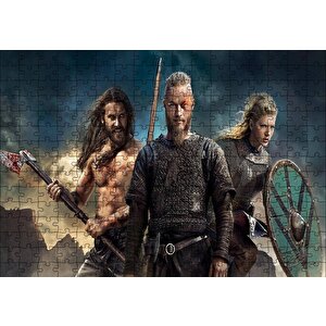 Vikingler Ragnar Lagertha Rollo Puzzle Yapboz Mdf Ahşap 255 Parça