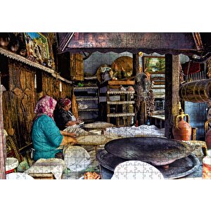 Sacda Ekmek Yapan Kadınlar Puzzle Yapboz Mdf Ahşap 500 Parça