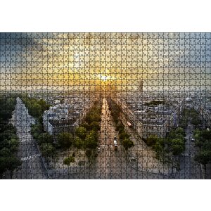 Paris Panaromik Günbatımı Puzzle Yapboz Mdf Ahşap 1000 Parça