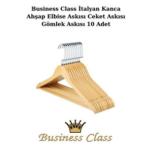 Business Class 45 Cm İtalyan Kanca 10 Adet Ceket Askısı Buluz Askısı Elbise Askısı Ahşap Askı