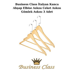 Business Class 45 Cm İtalyan Kanca 3 Adet Ceket Askısı Buluz Askısı Elbise Askısı Ahşap Askı