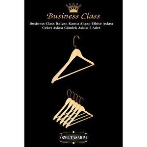 Business Class 45 Cm Gold İtalyan Kanca 5 Adet Ceket Askısı Buluz Askısı Elbise Askısı Ahşap Askı