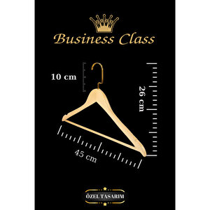 Business Class 45 Cm Gold İtalyan Kanca 5 Adet Ceket Askısı Buluz Askısı Elbise Askısı Ahşap Askı