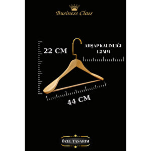 Business Class 20 Adet 44 Cm Gold İtalyan Kanca Masif Ahşap Elbise Askısı Palto Askısı Ceket Askısı
