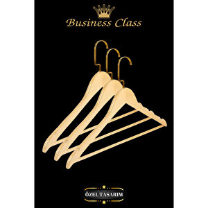 Business Class 45 Cm Gold İtalyan Kanca 10 Adet Ceket Askısı Buluz Askısı Elbise Askısı Ahşap Askı