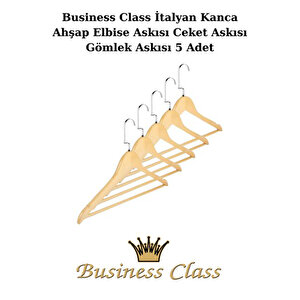 Business Class 45 Cm İtalyan Kanca 5 Adet Ceket Askısı Buluz Askısı Elbise Askısı Ahşap Askı