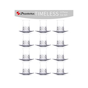 Paşabahçe Timeless Çay Bardağı Takımı- 24 Parça Çay Bardağı Tabağı Seti 96991 12 Kişilik