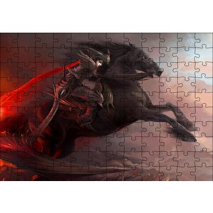 Siyah Atlı Savaşçı Puzzle Yapboz Mdf Ahşap 120 Parça