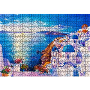 Akdeniz Sahilinde Şehir Görseli Puzzle Yapboz Mdf Ahşap 1000 Parça