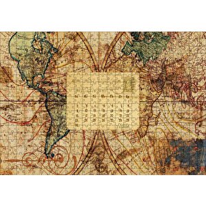 2012 Eylül Kartpostal Ve Dünya Haritası Puzzle Yapboz Mdf Ahşap 500 Parça