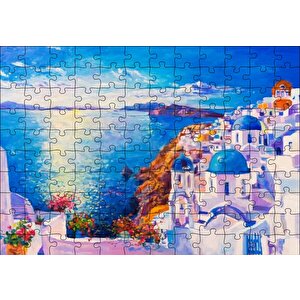Akdeniz Sahilinde Şehir Görseli Puzzle Yapboz Mdf Ahşap 120 Parça