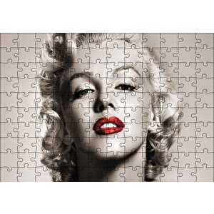 Marilyn Monroe Yakın Plan Kırmızı Dudaklar Puzzle Yapboz Mdf Ahşap 120 Parça