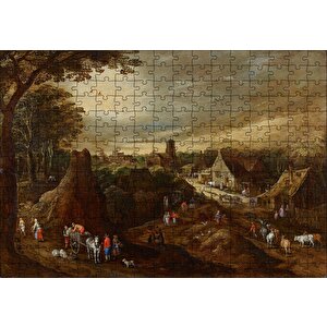 Köy Yaşamı Ve Köylüler Yağlı Boya Puzzle Yapboz Mdf Ahşap 255 Parça