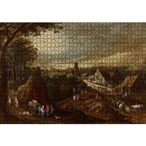 Köy Yaşamı Ve Köylüler Yağlı Boya Puzzle Yapboz Mdf Ahşap 1000 Parça