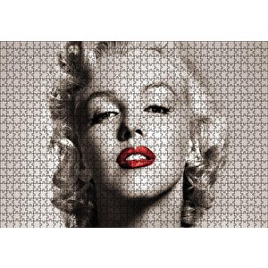 Cakapuzzle  Marilyn Monroe Yakın Plan Kırmızı Dudaklar Puzzle Yapboz Mdf Ahşap
