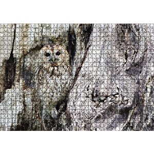 Kamufle Baykuş Puzzle Yapboz Mdf Ahşap 1000 Parça