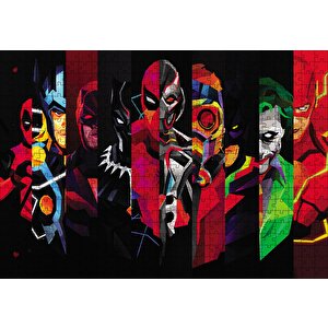 Marvel Low Poly Tüm Karakterler Puzzle Yapboz Mdf Ahşap 500 Parça