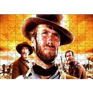 Clint Eastwood İyi Kötü Çirkin Puzzle Yapboz Mdf Ahşap 120 Parça