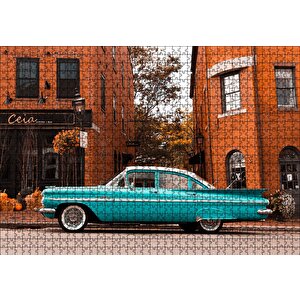 Kırmızı Binalar Ve Yeşil Araba Puzzle Yapboz Mdf Ahşap 1000 Parça