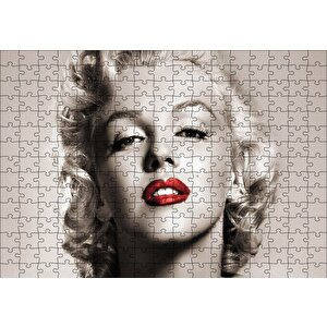 Marilyn Monroe Yakın Plan Kırmızı Dudaklar Puzzle Yapboz Mdf Ahşap 255 Parça