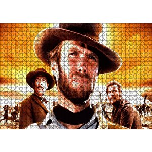 Clint Eastwood İyi Kötü Çirkin Puzzle Yapboz Mdf Ahşap 1000 Parça