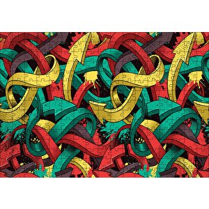 İç İçe Geşmiş Renkli Oklar Görseli Puzzle Yapboz Mdf Ahşap 255 Parça