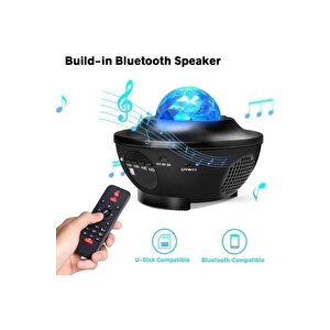 Torima Lw-34 Siyah Starry Led Lazer Projektör Bluetooth Müzik Hoparlör Uzaktan Kumandalı Gece Lambası