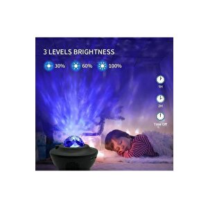 Torima Lw-34 Siyah Starry Led Lazer Projektör Bluetooth Müzik Hoparlör Uzaktan Kumandalı Gece Lambası