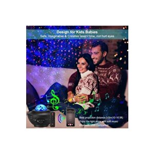 Torima Lw-34 Siyah Starry Led Lazer Projektör Bluetooth Müzik Hoparlör Uzaktan Kumandalı Gece Lambası