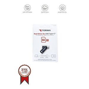 Torima Siyah 64gb Çift Sürücülü Usb-type-c Otg